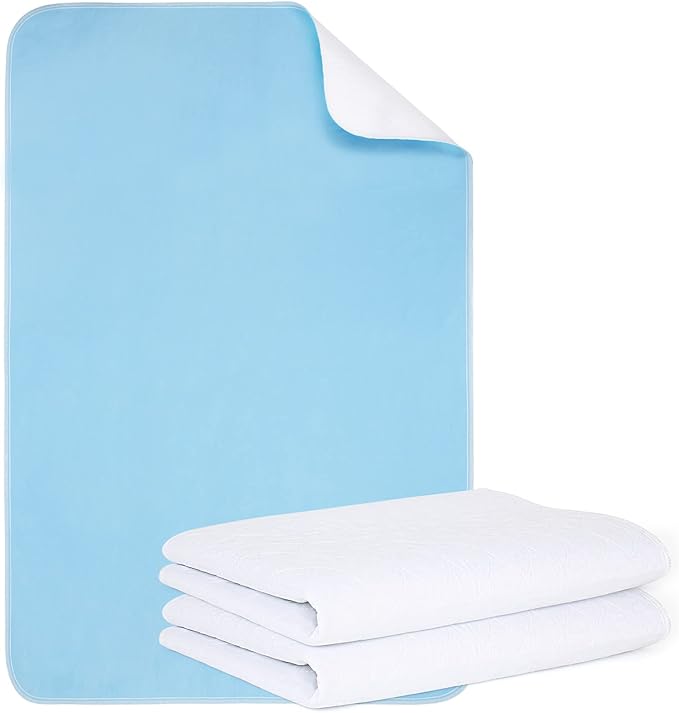 Reusable Incontinence Bed Pads 34"X52", washable bed pad, Heavy Absorbency (4-Layer) Waterproof Bed Pads (2 Packs), nonslip & Skin-friendly, Multi-scenes tailor to Kids, Adults, Elderly & Pets