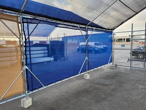 Blue Super Heavy Duty Mesh Tarp Net Sail Sun Shade Awning and Fence Screen Patio and Canopy Cover 6' x 30' Finished Size (5'.6 x 29'.6) - size: 6x30