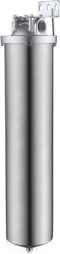 Amwater NSF/ANSI 42 Certification Big+ Stainless Steel Filter Housing for 20”Length,4.5"OD Filter Cartridge, Drain Valve Style C (Square Head)