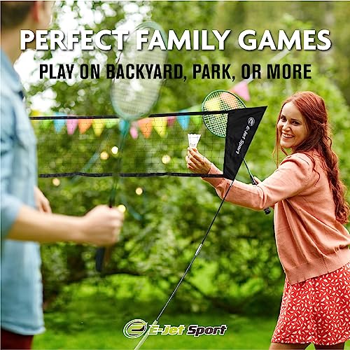Badminton Net Rackets Shuttlecocks Combo Set - Portable & Instant Setup (Backyard Fun, Beach Park Picnic Outdoor Games)