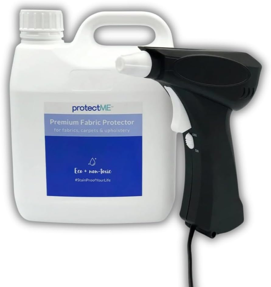 Fabric Protector and Stain Resistant Spray - Upholstery Fabric Spray for Stain Guard for Carpet, Shoes, Couch, Sofa - Non Toxic Water Based Furniture Protector - 84.5 Fl. Oz. +Sprayer