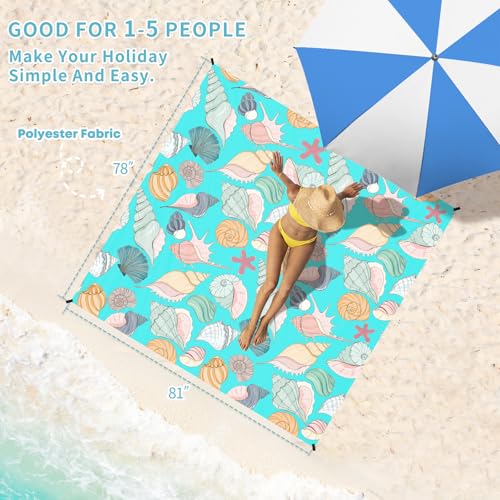 Beach Blanket 78''×81'' Suits 1-5 Adults Waterproof Sandproof Lightweight Oversized Large Picnic Mat Blanket for Beach Travel Camping Picnic Hiking - color: Conch, size: 6'9" x 6'6"