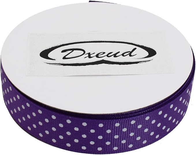 Polka Dot Grosgrain Ribbon 25 Yard Each Roll 100% Polyester (3/4", Purple)