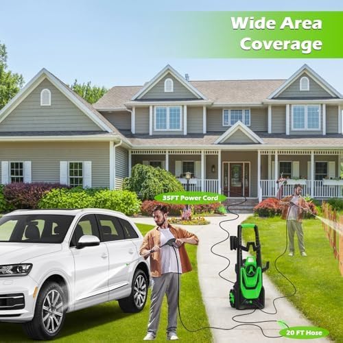 Pressure Washer -5000PSI Power Washer 500ML Foam Canno with Pressure Washers 4 Quick Connect Nozzles for Cars Patios Driveway