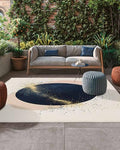 Outdoor Rug 4x6ft, Abstract Navy Blue Geometric Pattern Indoor Area Rug for Patio Backyard Deck Large Floor Mat, Modern Boho Nordic Style Non-Slip Outside Carpet Balcony Porch Camping Rugs Picnic Mat - size: 4' x 6' (Rectangular)