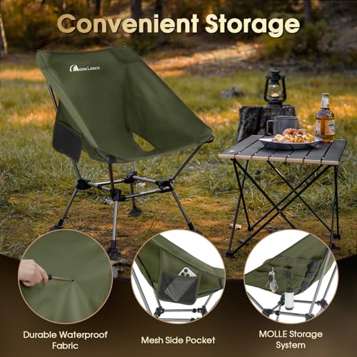 MOON LENCE High Back Folding Camping Chairs, Height-Adjustable, Widened Seat, for Beach with Anti-Sinking Feet (Green-Plus) - color: Green-plus