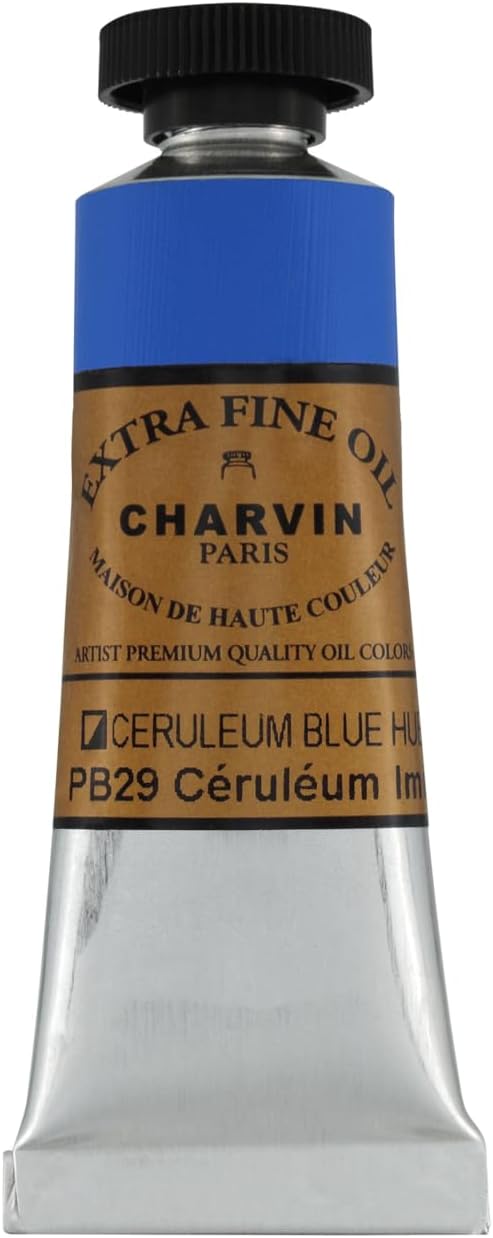 Charvin Extra Fine Oil Paint, Cerulean Blue Hue 20 mL - Triple-Milled, Rich Texture, Poppy Oil-Based, Light-Fast, Handmade, Archival Quality