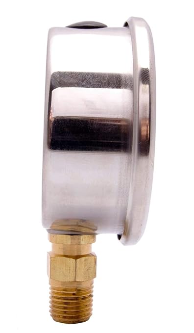 2-1/2" Oil Filled Pressure Gauge - Stainless Steel Case, Brass, 1/4" NPT, Lower Mount Connection, 0-300PSI