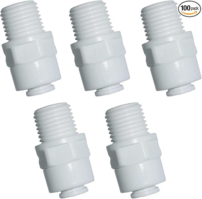 YZM Straight Male Thread Adapter 1/4" Male x 1/4" OD Tube Quick Connector,for Water Purifiers Filters Reverse Osmosis Systems,5 pcs.