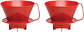 Fino Pour-Over Coffee Brewing Filter Cone, Number 4-Size, Red, Brews 8 to 12-Cups, Set of 2