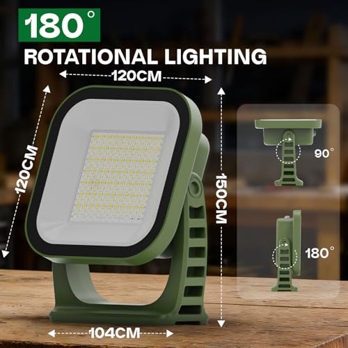 Magnetic Rechargeable Work Light with Stand, 4000LM Portable LED Light for Garage, Home, Emergency, Car Repair and Camping, 3 Color Temperatures, IP65 Waterproof