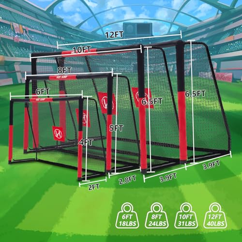 Soccer Goal for Backyard,6x4/8x5/10x6.5/12x6.5ft Metal Soccer, Soccer Goal for Kids 8-12, Soccer net with Zipper Design, Easy Assemble, Weatherproof Foam Padded Goal Post, Adults - style: 12'W×6.5'H