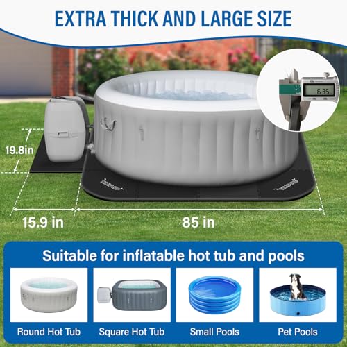 1/4" Extra Thick Hot Tub Mat,85IN Large Hot Tub Mat for Inflatable Tub,Hot Tub Pad Foundation,Eva Foam Padding for Indoor Outdoor,Inflatable Hot Tub Accessories - size: Square-1/4"