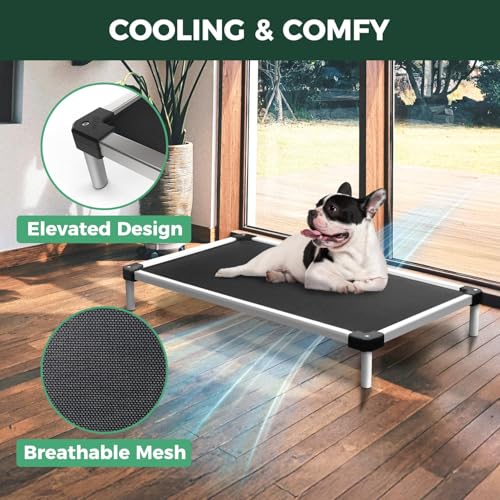 FXW TitanNest Chew-Proof Elevated Dog Bed, Raised Cot for Indoor/Outdoor/Camping Use, Durable & Waterproof Cooling Pet Bed for Extra-Small Dogs, 29.0" L x 18.0" W x 4.5" H, Black - size: X-small Dog (29.0"l X 18.0"w X 4.5"h)