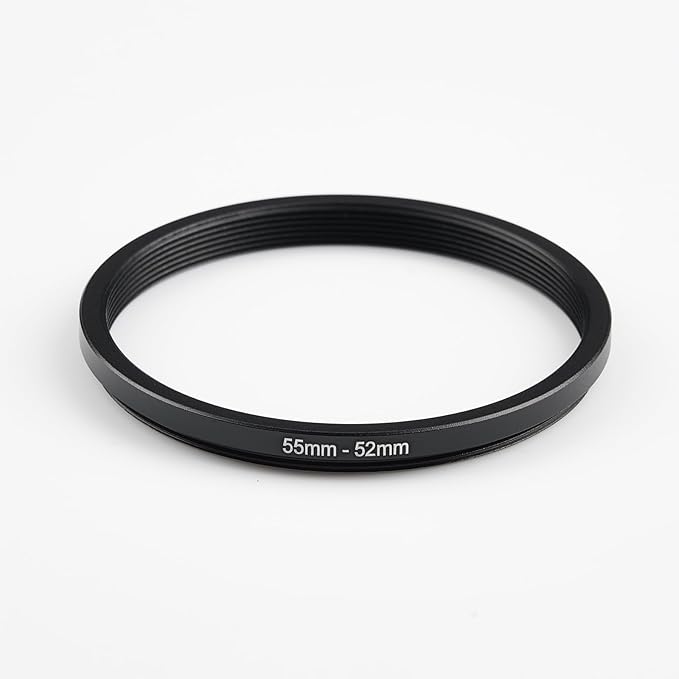 55mm Lens to 52mm Camera Lens Adapter 55mm to 52mm Step Down Ring Adapter Ring for All Brands of UV ND CPL, with Premium Lens Wiping Cloth 2 Pack (55mm-52mm)