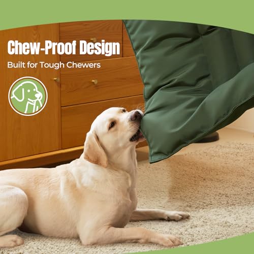 Chew Proof Indestructible Dog Bed for Aggressive Chewers, Durable & Waterproof Crate Pad, Machine Washable Tough Kennel Bed for Large Dogs, Indoor Outdoor Pet Bed, X-Large (28"x47", Green) - size: X-Large (28"x47")