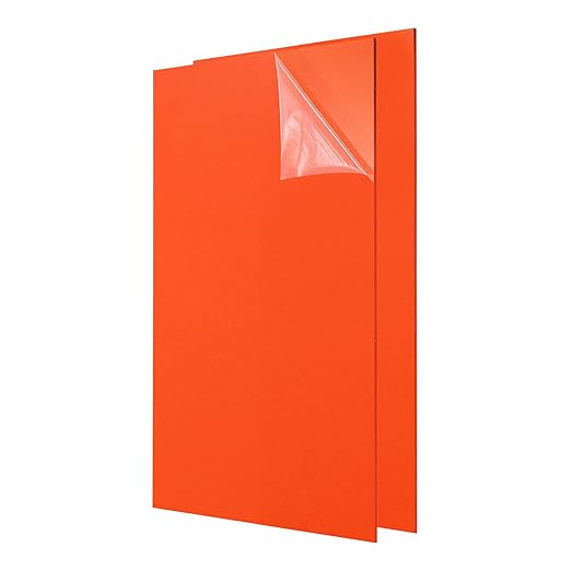 uxcell 2Pcs Acrylic Sheets 12x8 Inch Acrylic Panel 1/8 Inch-3mm Plastic Board for Picture Frames Sign Holders DIY Display Projects Craft, Orange