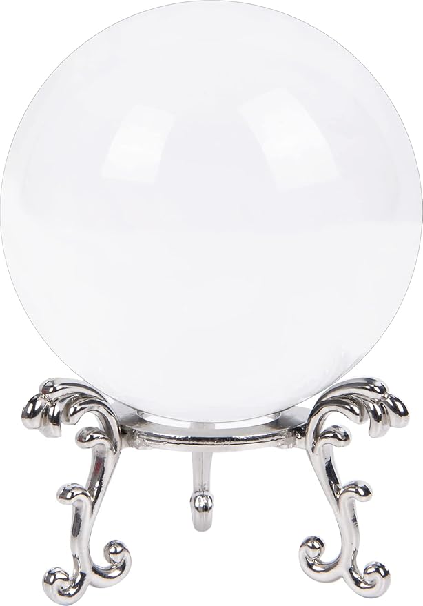 Crystal Ball Glass Globe Decor - Crystal Sphere with Stand & Gift Box, Clear Decorative Crystal Globe, 3D Crystal Ball for Home Decor Photography, Gazing Divination Fengshui Meditation, 3 inch/80mm