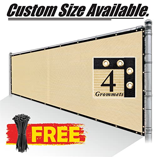 Royal Shade Custom Size 8' x 1' Beige Fence Privacy Screen Windscreen Cover Netting Mesh Fabric Cloth - Cable Zip Ties Included (We Make Custom Size) - color: Beige, size: 8' x 1' Customized Size