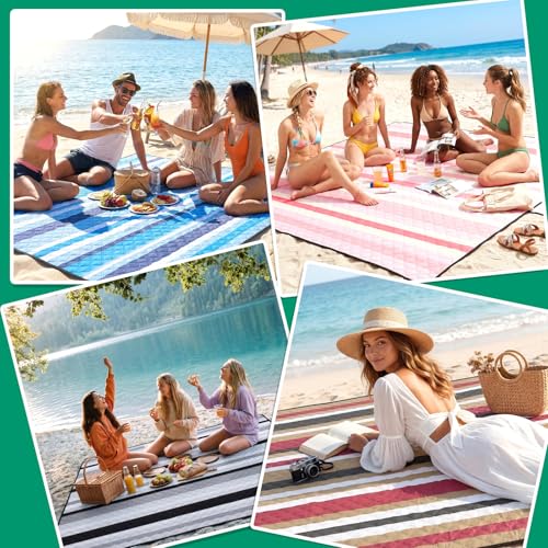 Waterproof Beach Blanket Picnic Outdoor Camping Mat Christmas Xmas Birthday Cool Practical Gift Mother Day Mom Big Sister Law Soul Bestie Best Aunt Hostess Regalos de Navidad Para Mujer Mama Abuela - color: Multi Brown