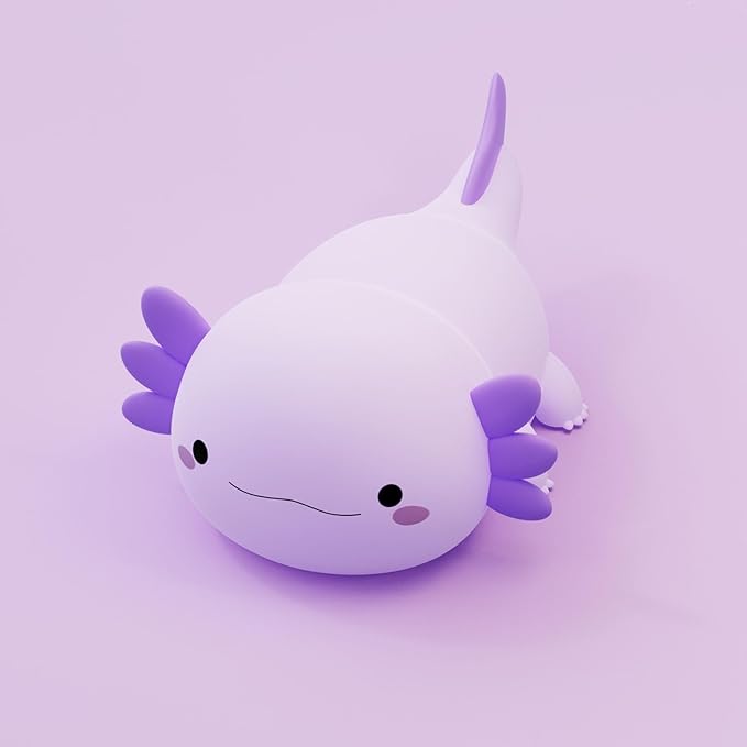 DREAMING MY DREAM Axolotl Night Light for Kids,Cute Axolotl Gifts lamp Rechargeable Light Table Bedside Lamp,LED Animal Silicone Nursery Night Lamp Cute Room Decor for Kids Girls Boys