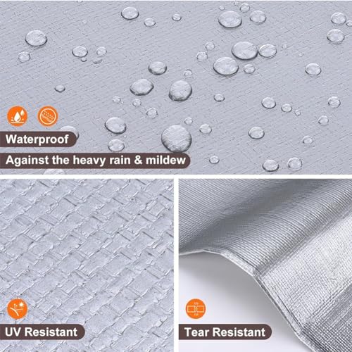 12 x 16ft Tarps Heavy Duty Thick Waterproof, Poly Canopy Silver + Black Tent Shelter Cover, 16 Mil Tarpaulin Shade, Rip and Tear Proof, UV Resistant Tarpaulin with Grommets and Reinforced Edges - color: Silver+black（16mil）, size: 12 x 16ft
