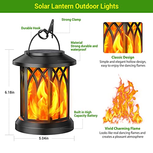 KOOPER 4 Pack Solar Lantern Outdoor Lights, Upgraded Flickering Flame Solar Lanterns Lights Outdoor Waterproof, Hanging Lantern Decorative, Solar Powered Lanterns for Yard Patio Path Tree Garden Decor - style: 4 Pack