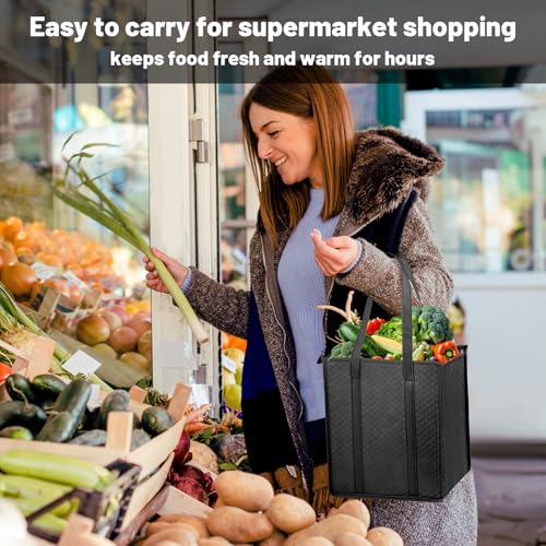 Insulated Grocery Bags with Zippered top Frozen Food Shopping Groceries Travel Insulated Tote Cooler Thermal Bags - color: Mixed
