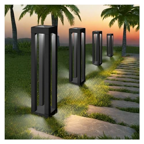 Solar Powered Outdoor Floor Lamp, Stainless Steel Solar Street Lights, Solar Floor Lamp Waterproof Deck Lights for Garden, Yard, Pathway, Porch - size: 19"H - 4Pack