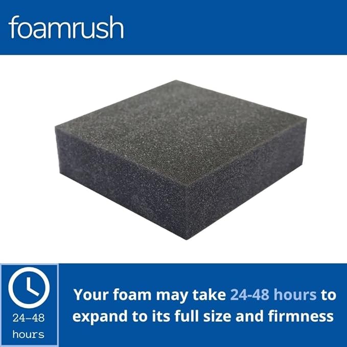 FoamRush 3" x 24" x 24" Charcoal High Density Upholstery Foam Cushion, Upholstery Sheet, Foam Padding, Seat Replacement, Wheelchair Seat & Chair Cushion Replacement, Square, Made in USA