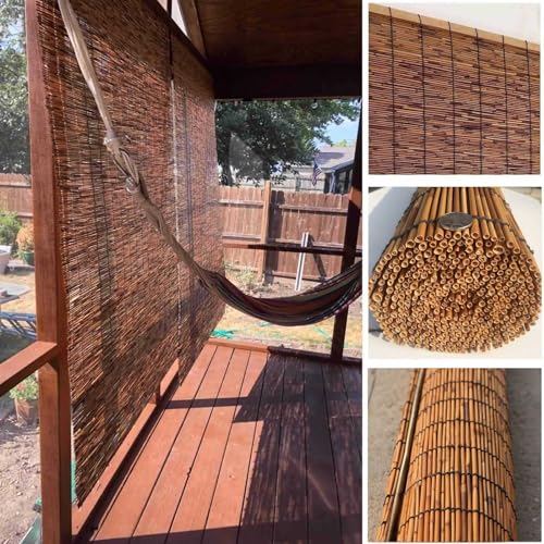 Patio Shades Roll Up Outdoor, Bamboo Blinds for Outdoor Patio, Thernal Insulated Shading Reed Blinds, Blackout Bamboo Shade, Privacy Screen, 24″ 30″ 34″ 36″ 39″ 43″ 48″ 51″ 55″ 70″ Width - size: 34"W x 79"H