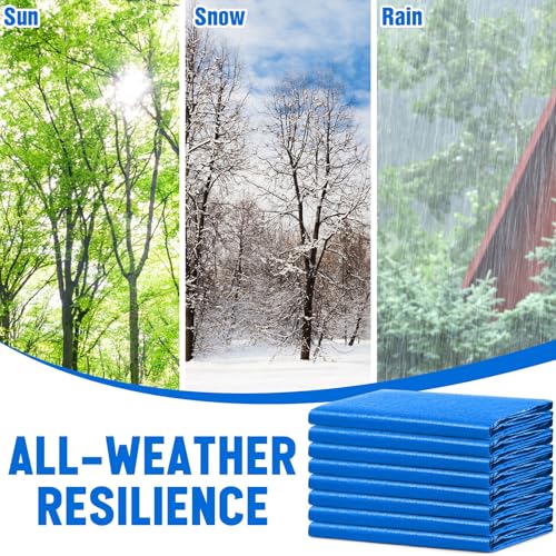 8 Pack 4 x 6 ft 5.5 Mil Small Tarps Heavy Duty Waterproof Tarp Multi Purpose Tent Cover for Home Boats Cars Camping Patio Furniture Roof Emergency Rain Protective Cover, Blue - color: Blue, size: 4 x 6 ft