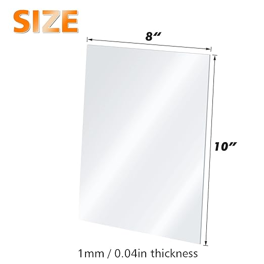 Egofine Plexiglass Sheets Acrylic Sheets 20 Pack of 8x10’’ 0.04 Thick Clear Plastic Cast Transparent Plexi Glass for Crafting Projects, Replacement Picture Frame Glass, DIY Display, Easy to Cut