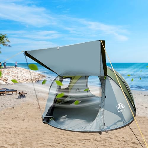 Night Cat Pop-up Camping Tent: 2 Person Tent Waterproof Instant Easy Setup Family Tent - color: Dark Green, size: 2 Persons (9.5x6.6x4 ft)