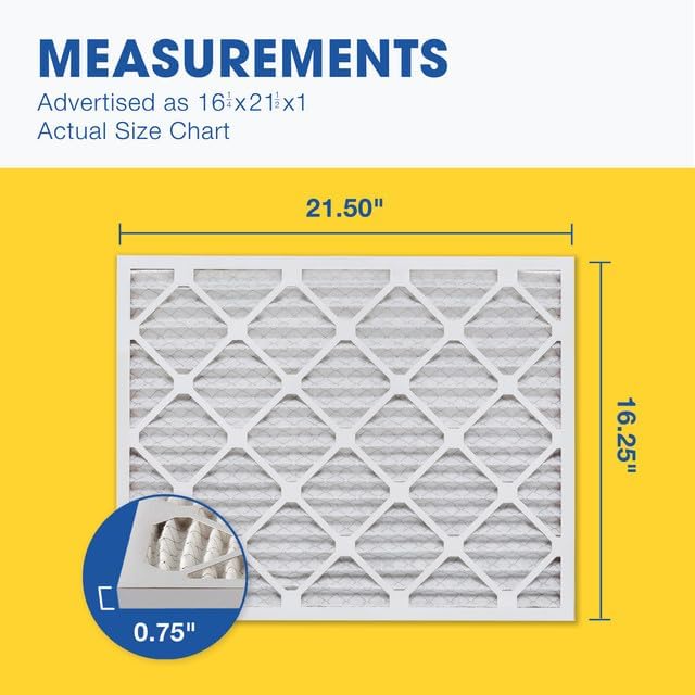 Aerostar 16 1/4x21 1/2x1 MERV 8 Pleated Air Filter, AC Furnace Air Filter, 12 Pack (Actual Size: 16 3/8" x 21 1/2" x 3/4")