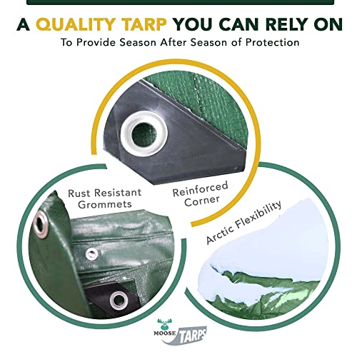 Waterproof Heavy Duty Tarp, 20x25 Foot, Reversible Green and Brown, 12 Mil Thick Poly Sheet for Wood, Furniture, Boat, Pool, Roof and Camper, Tear Resistant Shelter Cover - size: 20' x 25'