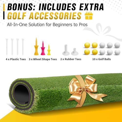 Dual-Turf Golf Mat 31mm: 6x4ft/5X5ft Extra Large Golf Hitting Mats Practice Outdoor Indoor, High-Density Artificial Turf Matt for Garage Simulator Chipping Driving Training, Ideal Gifts for Men Dad - style: 6'X4' X-Large-36mm