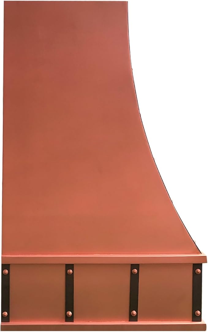 CT Copper Tailor Sloped Copper Vent Hood Wall Mount,60'' W,27''H,1260 CFM Exhaust Fan,Stainless Steel Vent,LED Light,Dishwasher-Safe Baffle Filters,VH8TR1