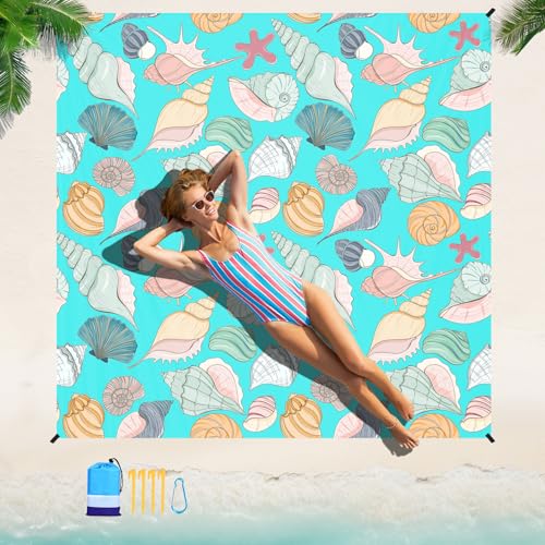 Beach Blanket 78''×110'' Suits 1-7 Adults Waterproof Sandproof Lightweight Oversized Large Picnic Mat Blanket for Beach Travel Camping Picnic Hiking - color: Conch, size: 9'2" x 6'6"