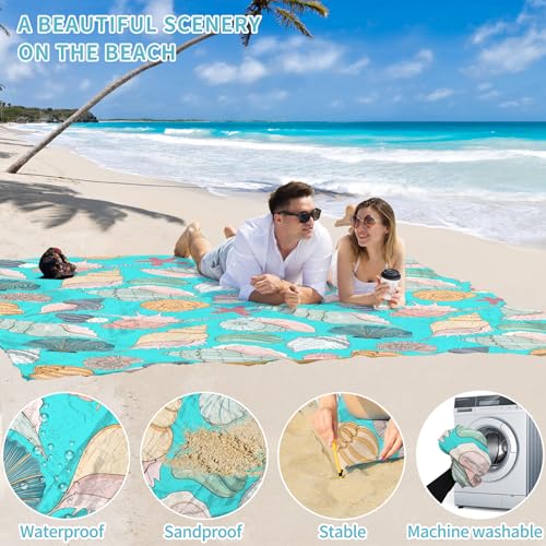 Beach Blanket 78''×81'' Suits 1-5 Adults Waterproof Sandproof Oversized Waterproof Lightweight Durable Beach Blanket Large Picnic Mat for Travel Camping Picnic - color: Conch, size: 78''x81''