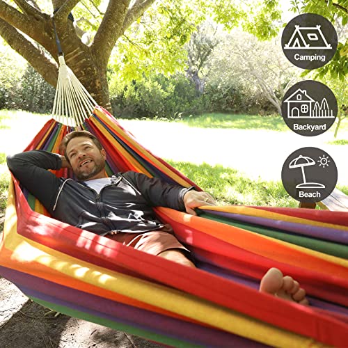 CHULIM Brazilian Double Hammock with Tree Straps,Extra Large 94x63IN,2 Persons Hammock for Backyard Patio Outdoor and Indoor,450lbs Weight Capacity,Soft Woven Cotton Fabric - Summer Fruit - color: Summer Fruit