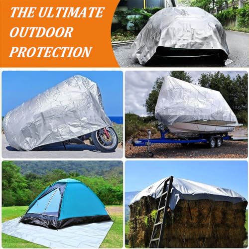12 x 16ft Tarps Heavy Duty Thick Waterproof, Poly Canopy Silver + Black Tent Shelter Cover, 18 Mil Tarpaulin Shade, Rip and Tear Proof, UV Resistant Tarpaulin with Grommets and Reinforced Edges - color: Silver+black（18mil）, size: 12 x 16ft