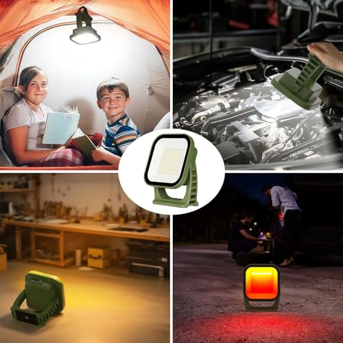 Magnetic Rechargeable Work Light with Stand, 4000LM Portable LED Light for Garage, Home, Emergency, Car Repair and Camping, 3 Color Temperatures, IP65 Waterproof