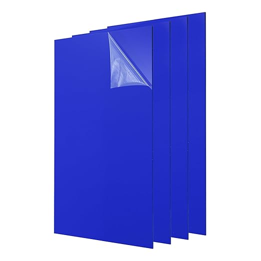 uxcell 4Pcs Acrylic Sheets 12x6 Inch Acrylic Panel 1/8 Inch-3mm Plastic Board for Picture Frames Sign Holders DIY Display Projects Craft, Dark Blue