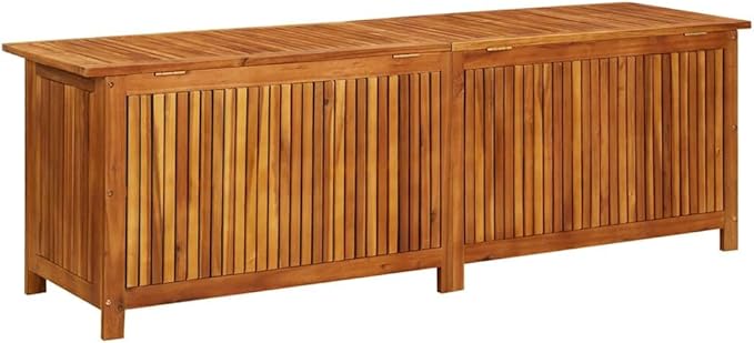 vidaXL Outdoor Storage Box, [Load Capacity Gallon] Deck Box with Gas-Lift Lid, Storage Chest with Water-Resistant Zippered Bag Inside, 68.9''x19.7''x22.8'', Solid Acacia Wood