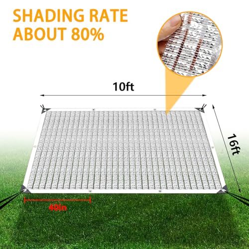 Shade Cloth - 80% Garden Shade Cloth, Mesh Tarp - for Greenhouse Plants Patio, Sun Protection - for Cars Pergola Chicken Coop Dogs Outdoor, Covers with Grommets, 10 x 16 FT - size: 10'x16'