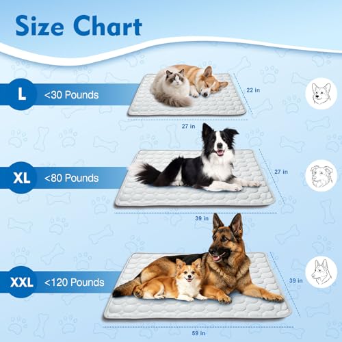 SOMOYA Dog Cooling Mat (Q-Max>0.4) Pet Cooling Pads Blanket Sleeping Kennel Mat,Ice Silk Cool Mat Pad Breathable Dog Bed Mats Beach for Large Dogs Cats (Grey, 27x39 in) - color: Grey, size: 27x39 in