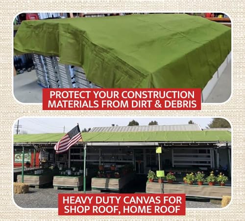 Mytee Products (4 Pack) 6' x 8' Green Canvas Tarp 12oz Heavy Duty Water Resistant - color: Green (4 Pcs), size: 6' x 8'