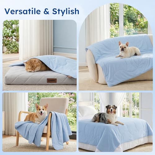 ZOMISIA Premium Cooling Blanket for Medium Dogs - Q-MAX>0.5 Cold Breathable Washable Pet Mat, Travel Soft Dog Summer Essentials, Grey, 30"x40" - color: Grey, size: M(30x40")