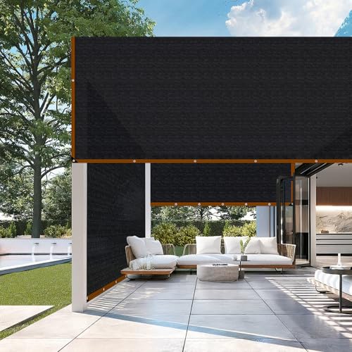 Shade-Cloth 85-90% for Garden Plants 6x10 FT, Black Sun-Block Shade Cover Mesh Tarp with Grommets Sun Shade Canopy for Outdoor Pergola Patio Flower Lawn Kennel Chicken Coop - size: 6x10 FT